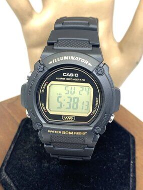 Casio Men's Watch W219H Illuminator Quartz Digital 42mm Black Resin Sport 3224
